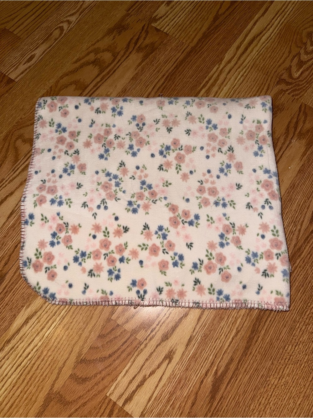 chick pea Pink and Blue Floral Fleece Throw Blanket